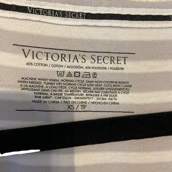 Victoria's Secret Night Gown Shirt Top White‎ Pink Horizontal Stripe Women XS - Picture 2 of 6